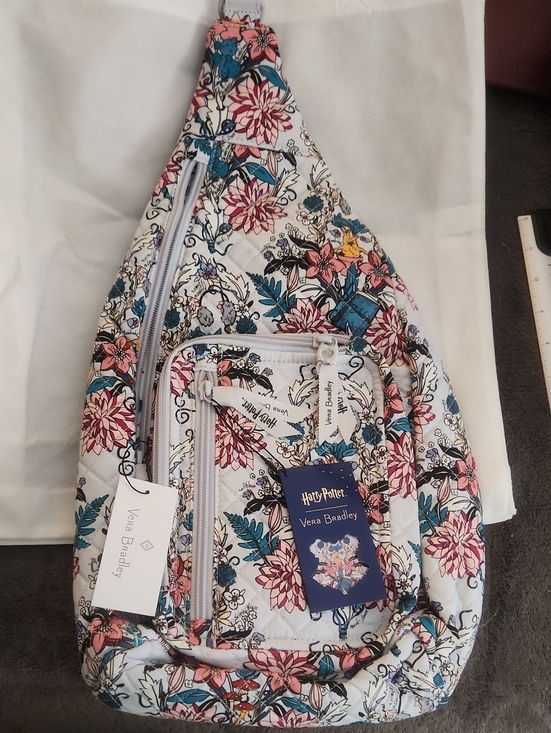 Vera Bradley Handbags - Vera Bradley Floral Sling Backpack in White with Pink & Blue